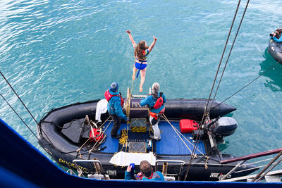 Polar Plunge on Sea Spirit cruise ship in the Arctic